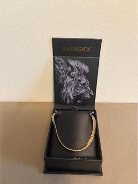 King Ice Gold Herringbone Chain Necklace